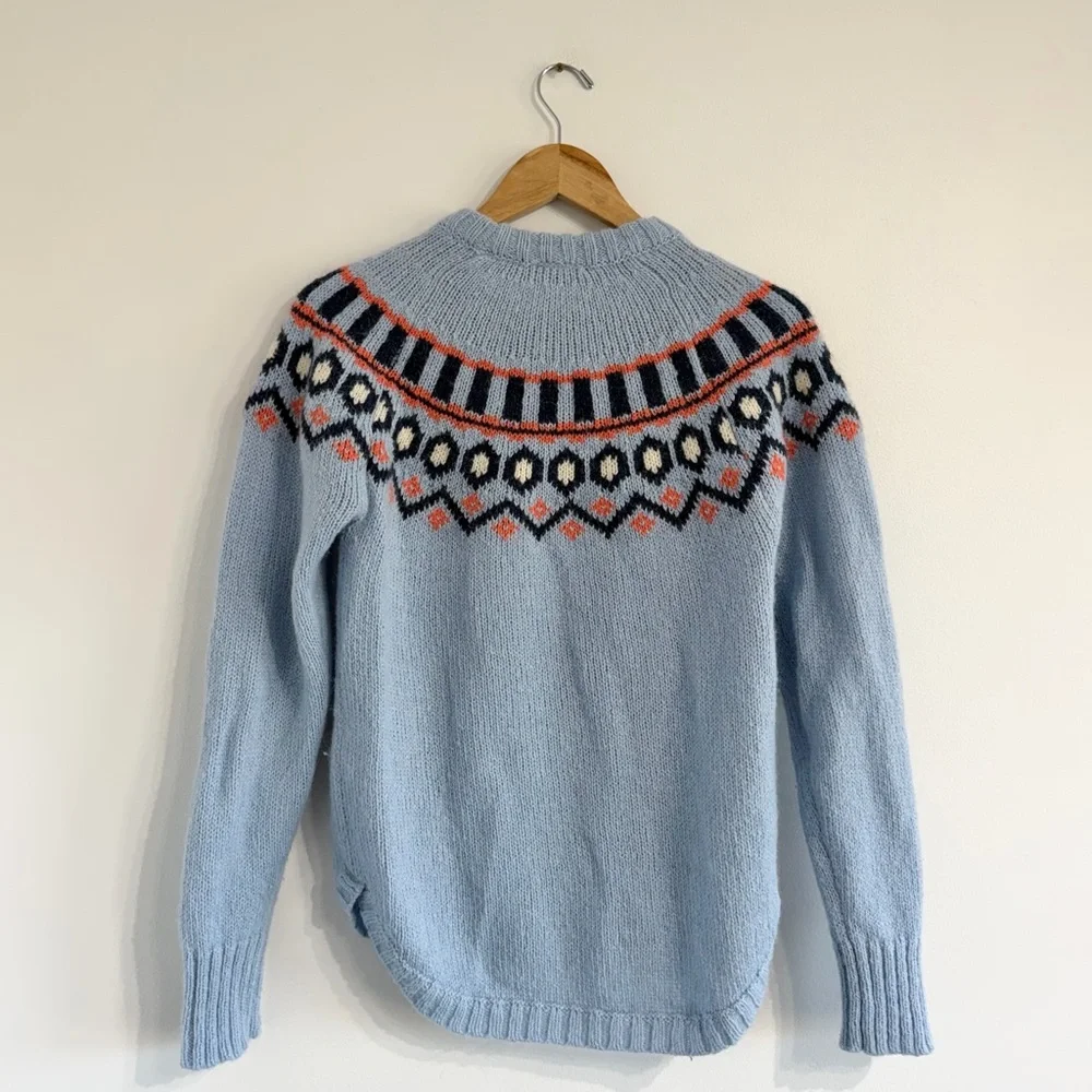 Kari Traa Ringheim Knit Sweater blue orange fair isle alpaca wool blend - Picture 2 of 8